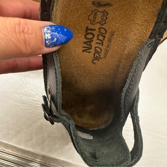 NAOT Shoes Mule Clogs Womens Size US 6.5 EU 37 Black Leather Slip On Round Toe - Picture 5 of 9